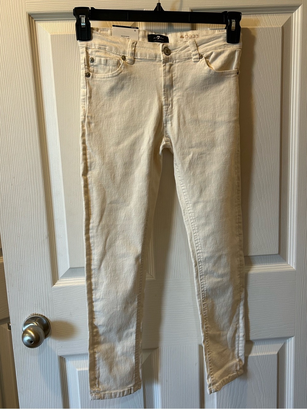 Girl’s 12 Jeans 7 For All Mankind Cream The Peggi Tapered Straight Jeans NWT